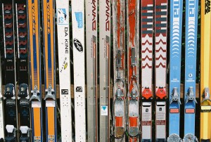 Picture of a fence made of skis
